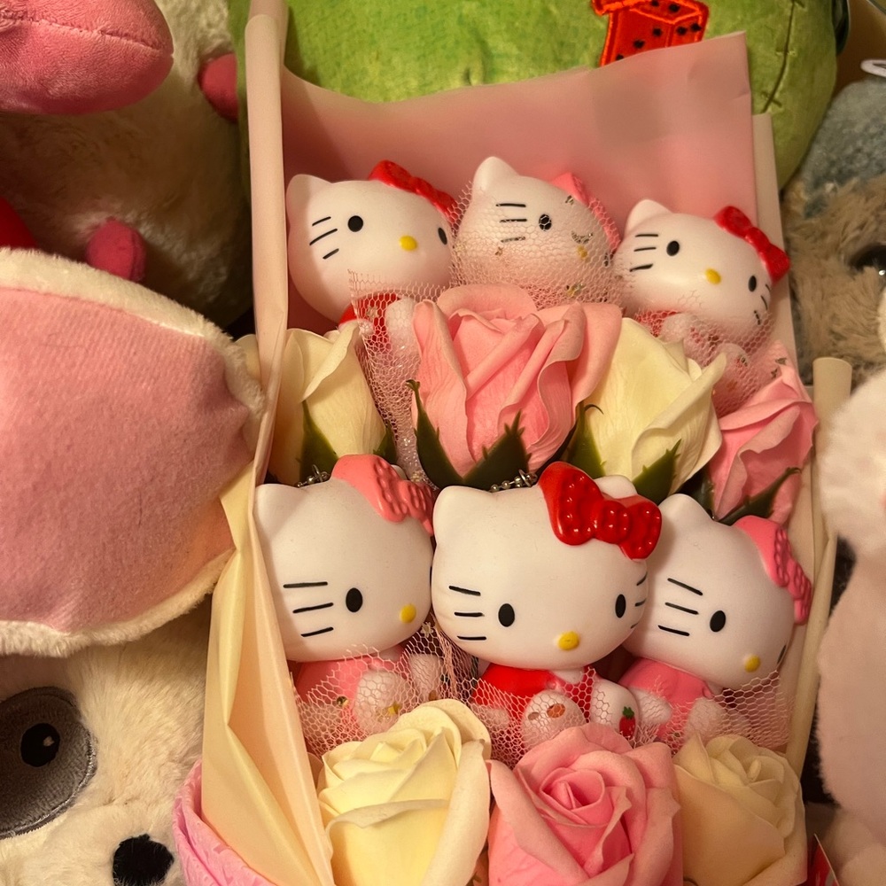 Hello Kitty Bouquet with Pink and White Roses